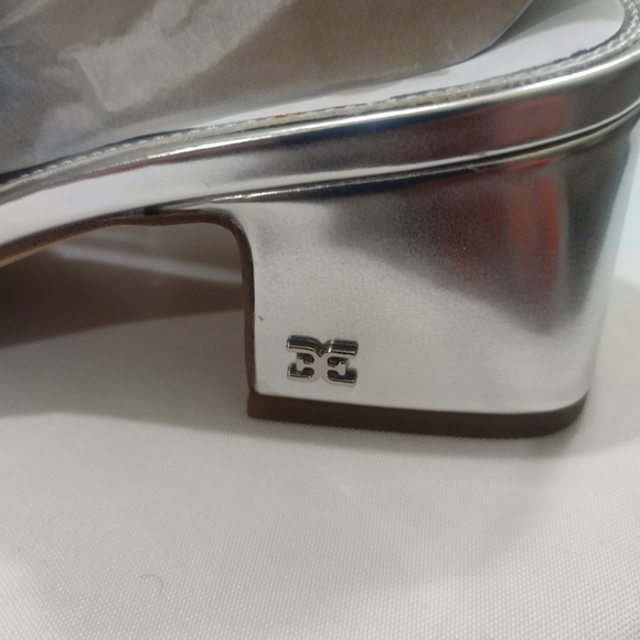 Terra 50MM Patent Leather Slingback Pumps Women's Size 7.5 By Sam Edelman Sliver - Picture 6 of 7